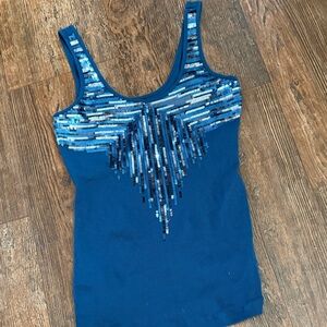 Express Navy Sequin Tank Top